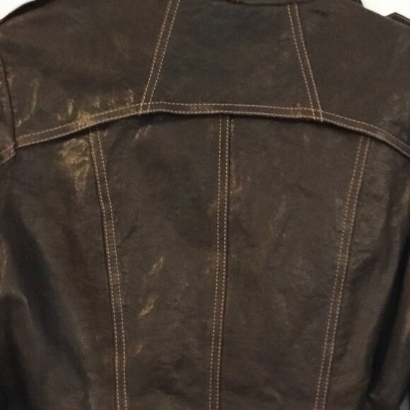 VTG Y2K Leather Moto Jacket Brown Italian  Danier western rodeo 80's Women S - Picture 4 of 10